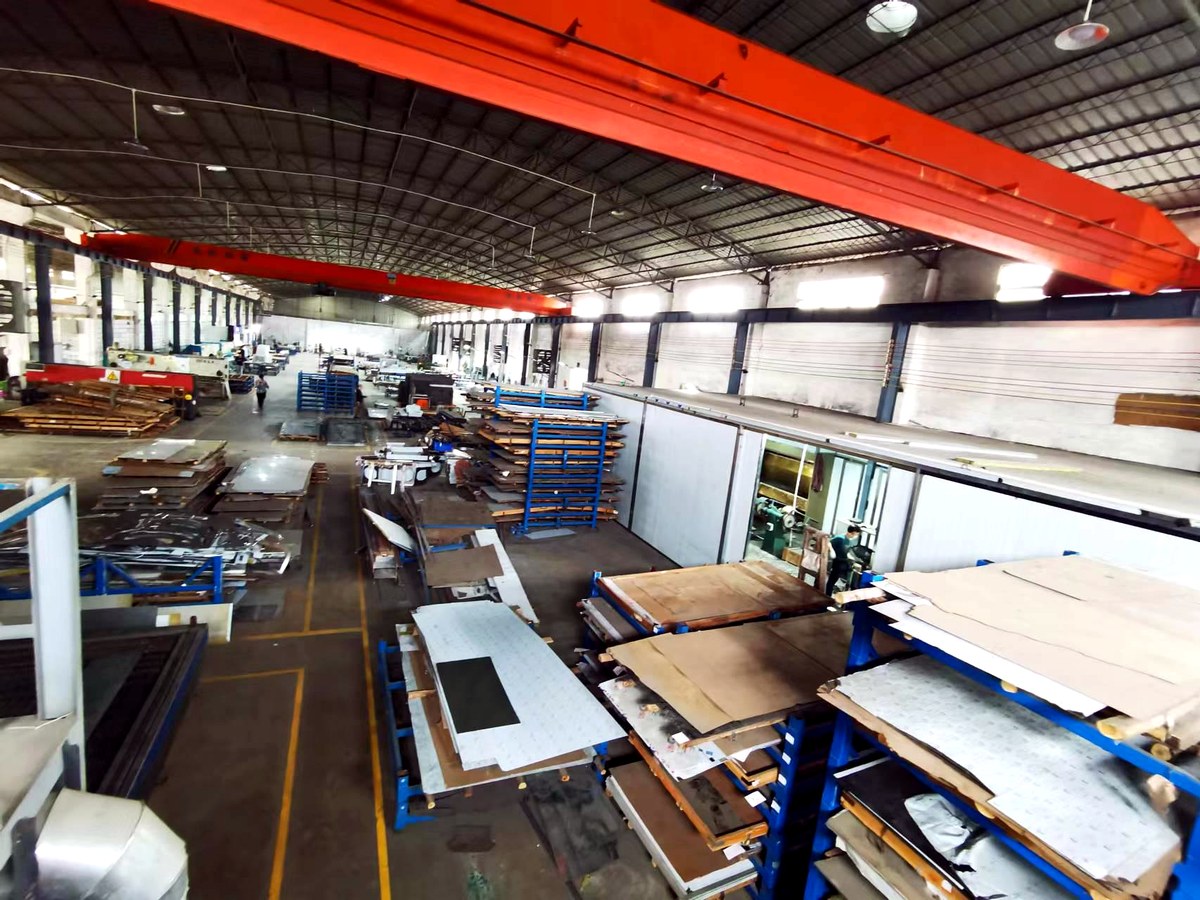 Raw stainless steel sheets and material storage