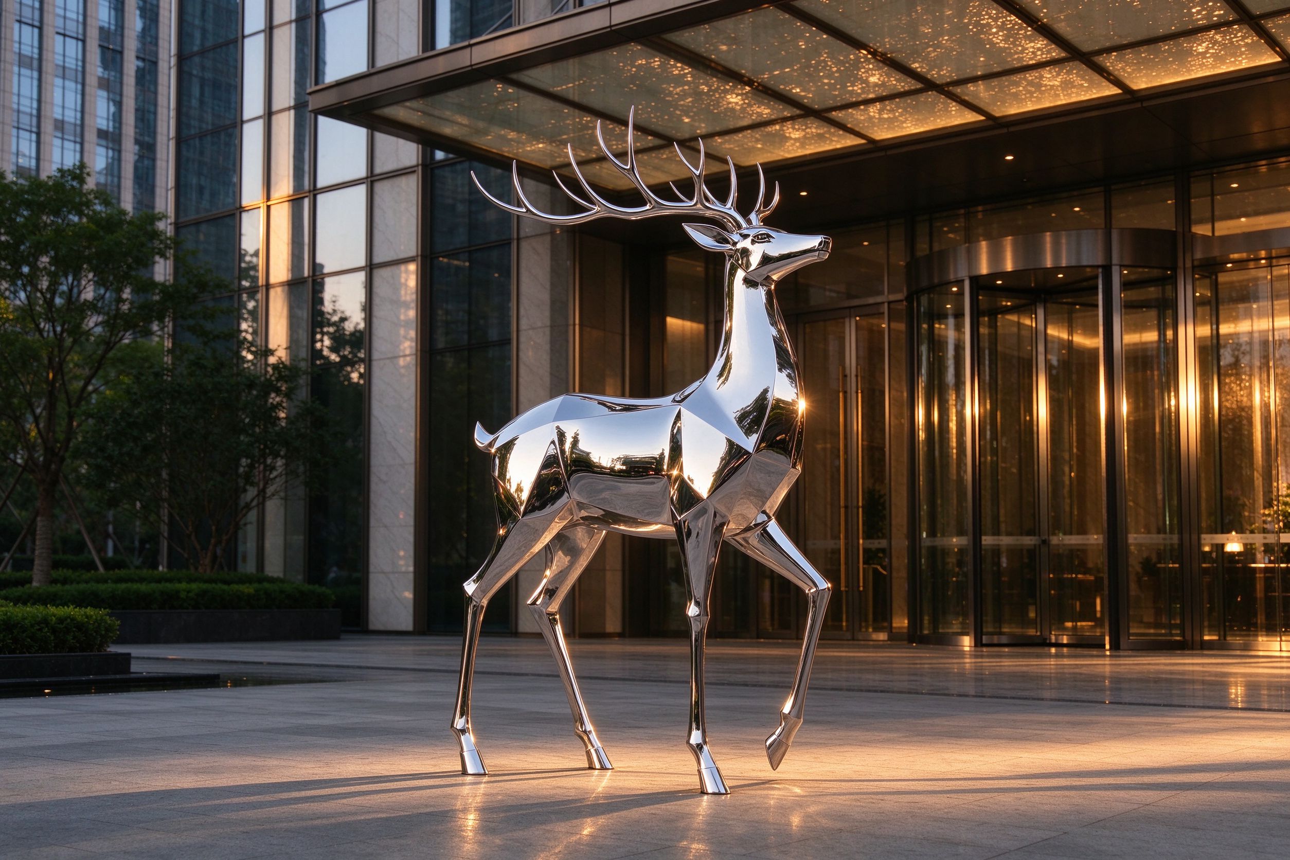 Faceted deer, office entrance